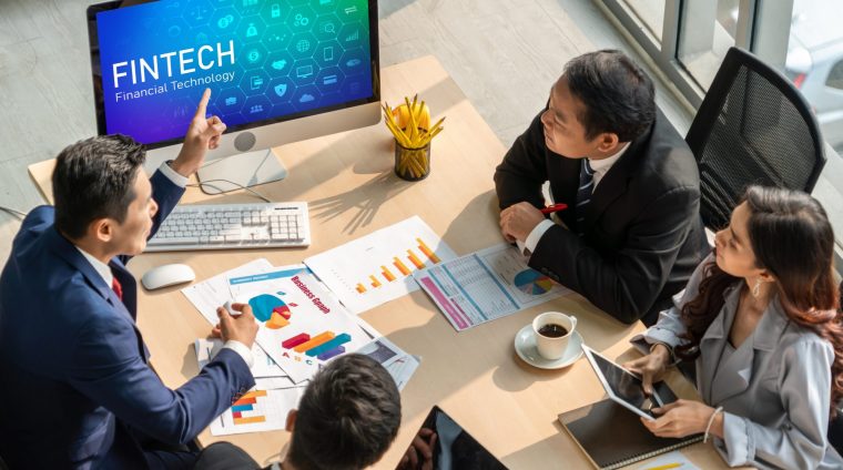 Fintech financial technology software for modish business to analyze marketing strategy